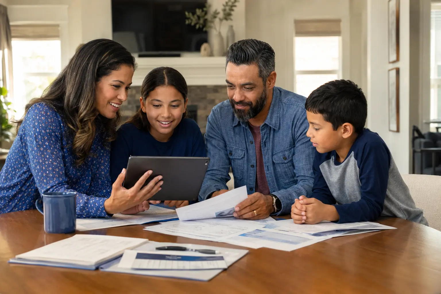family staying informed and protected with insurance