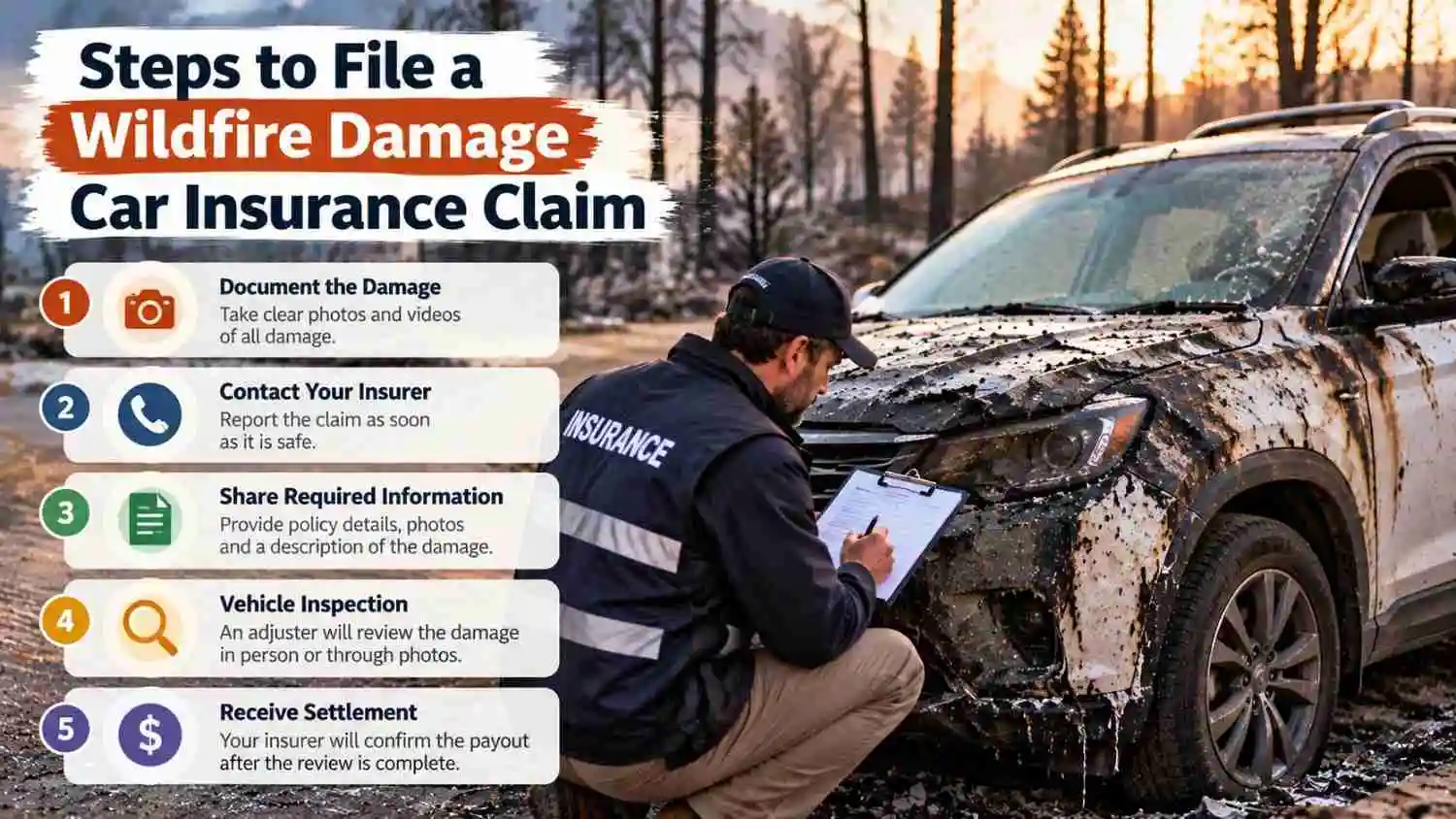 Filing a wildfire car insurance claim in California